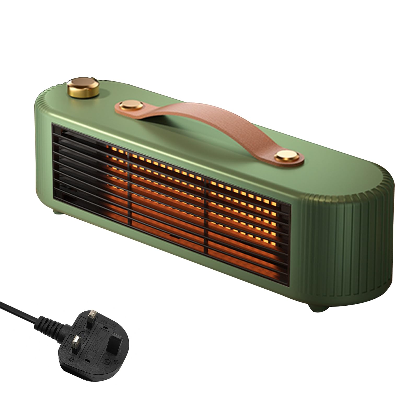 Small Electric Desktop Heater, 800W Fast Heating Ceramic Electric Heater, Portable PTC Space Heater with 2 Heat Settings for Home Desktop Office (Green)