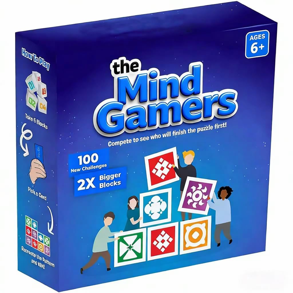 musttoy Board Game, 100 Unique Challenge Puzzles, Block Puzzle Board Game, Matching Game, Family Board Games for Kids & Adults with 4 levels, Ages 6+