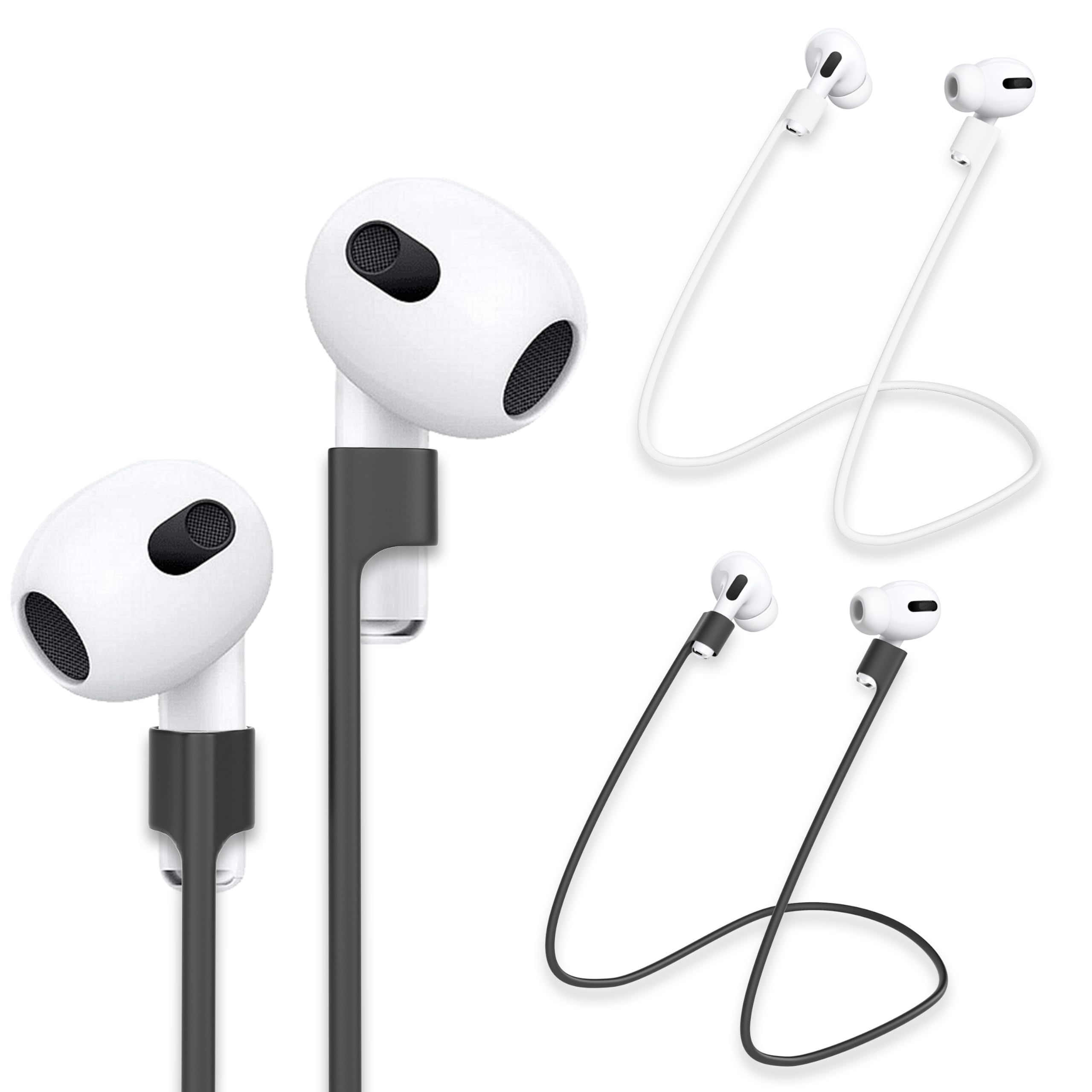 rootful.® 2 Pieces Airpods Holder Bands [Reliable] Support for Sports, Travel UVM. - AirPods Accessories - Airpods Straps Soft Silicone Compatible with AirPods 1, 2, 3, AirPods Pro 1.2, white and