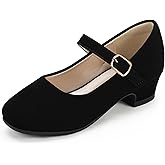 PANDANINJIA Girls Dress Shoes Toddler Little Big Kid Chunky Heels Wedding Party School PNEMY Flower Girl Shoes