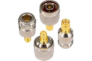 onelinkmore SMA to N Adapter Kit 4 Type RF Connectors N Male/Female to SMA Female/Male Wi-Fi Adapter SDR Connectors …