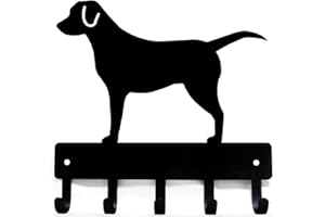 The Metal Peddler Labrador Retriever - Key Holder & Dog Leash Hanger for Wall - Large 9 inch Wide with 5 Hooks - Made in USA