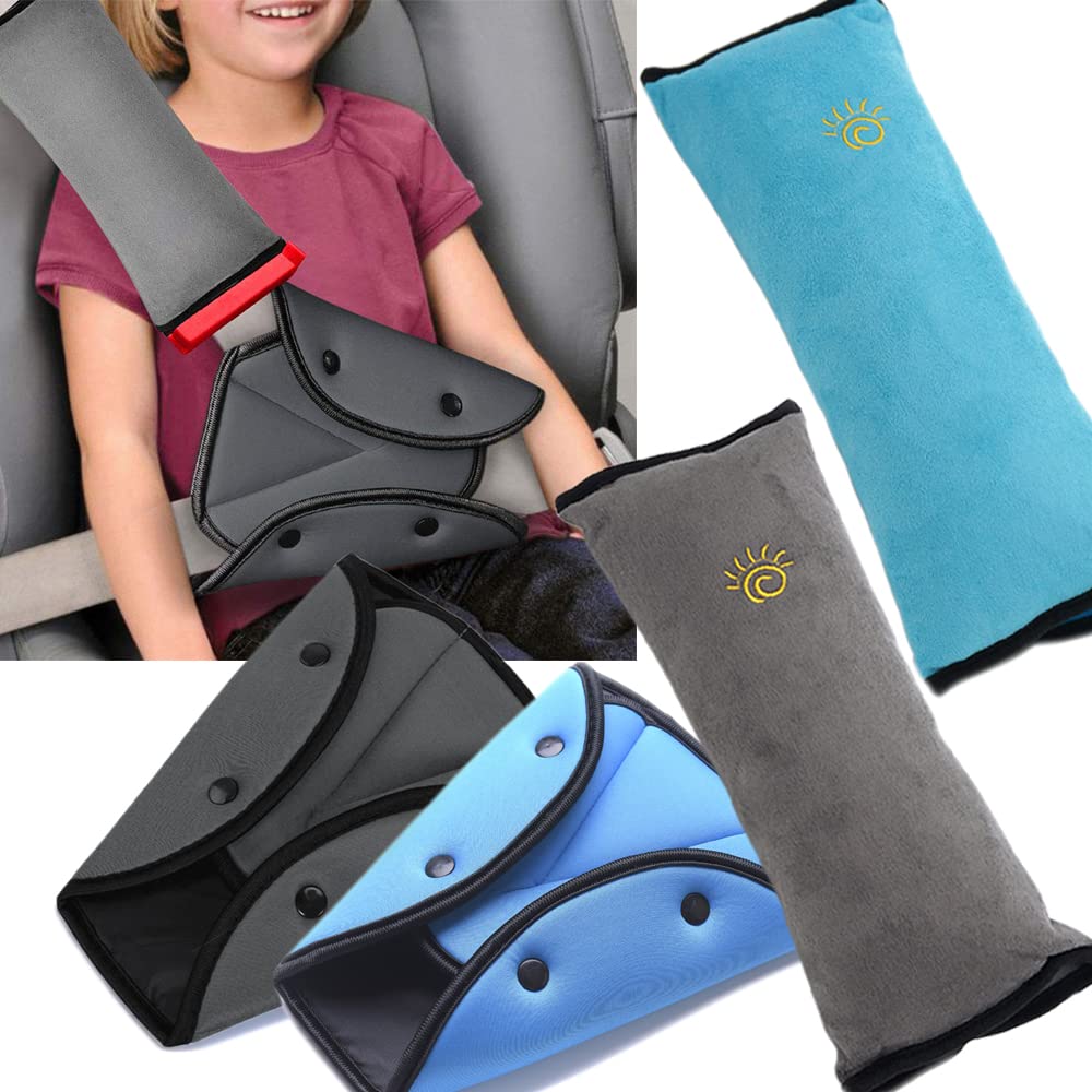X-BLTU 4 Pcs Seat Belt Pads, Kids Car Safety Seatbelt Triangle Adjuster, Seat Belt Covers Shoulder Pad Seatbelt Clips, Car Safety Strap Protection Accessories for Children Baby Adults Seniors