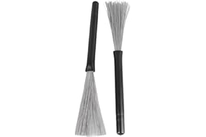 Steel Wire Drum Brush, Retractable Drum Sticks Scratch Adjustable Length Rubber Handle 2 Pcs for Percussion Instruments