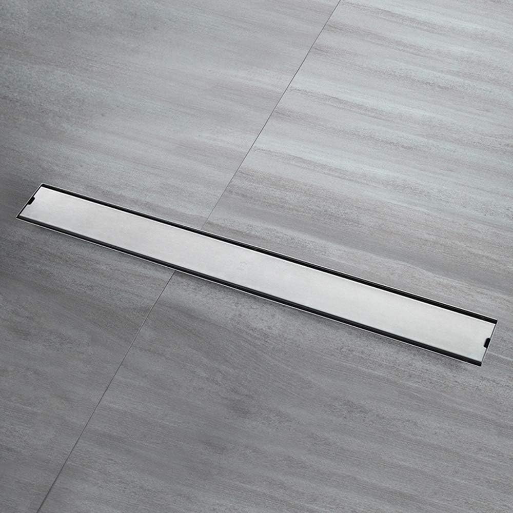 KUAILE 304 Stainless Steel Long Shower Floor Drain Intermediate Anti-Odor Rectangular Linear Floor Drainage Bathroom Invisible Shower Drainer