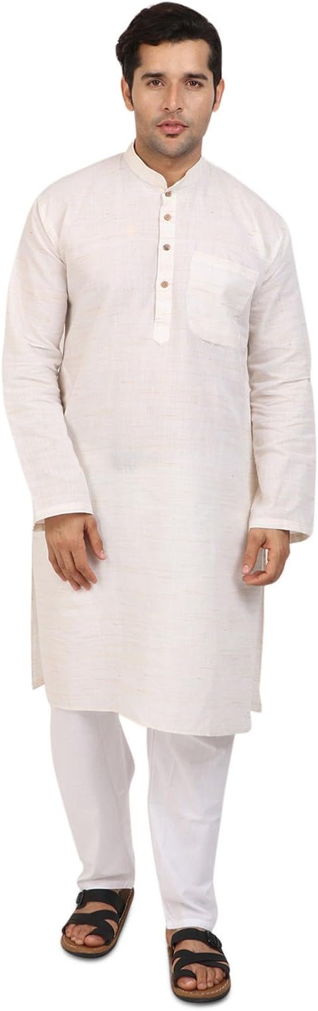 Men's Fashion Kurta Pyjama Khadi Cotton Wear Indian Wedding Kurta Pajama S-5XL