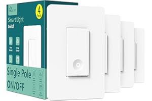 TREATLIFE Smart Switch 4 Pack, 2.4Ghz Smart Light Switch WiFi Light Switch Single-Pole, Neutral Wire Required, Works with Alexa, Google Home and SmartThings, Smart Home Remote Control, FCC Listed