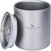 Boundless Voyage 350ml Camping Titanium Cup Double Wall Mug with Lid Ultralight Tea Coffee Mug for Outdoor Picnic Backpacking Hiking Travel Office Home use Ti3022D