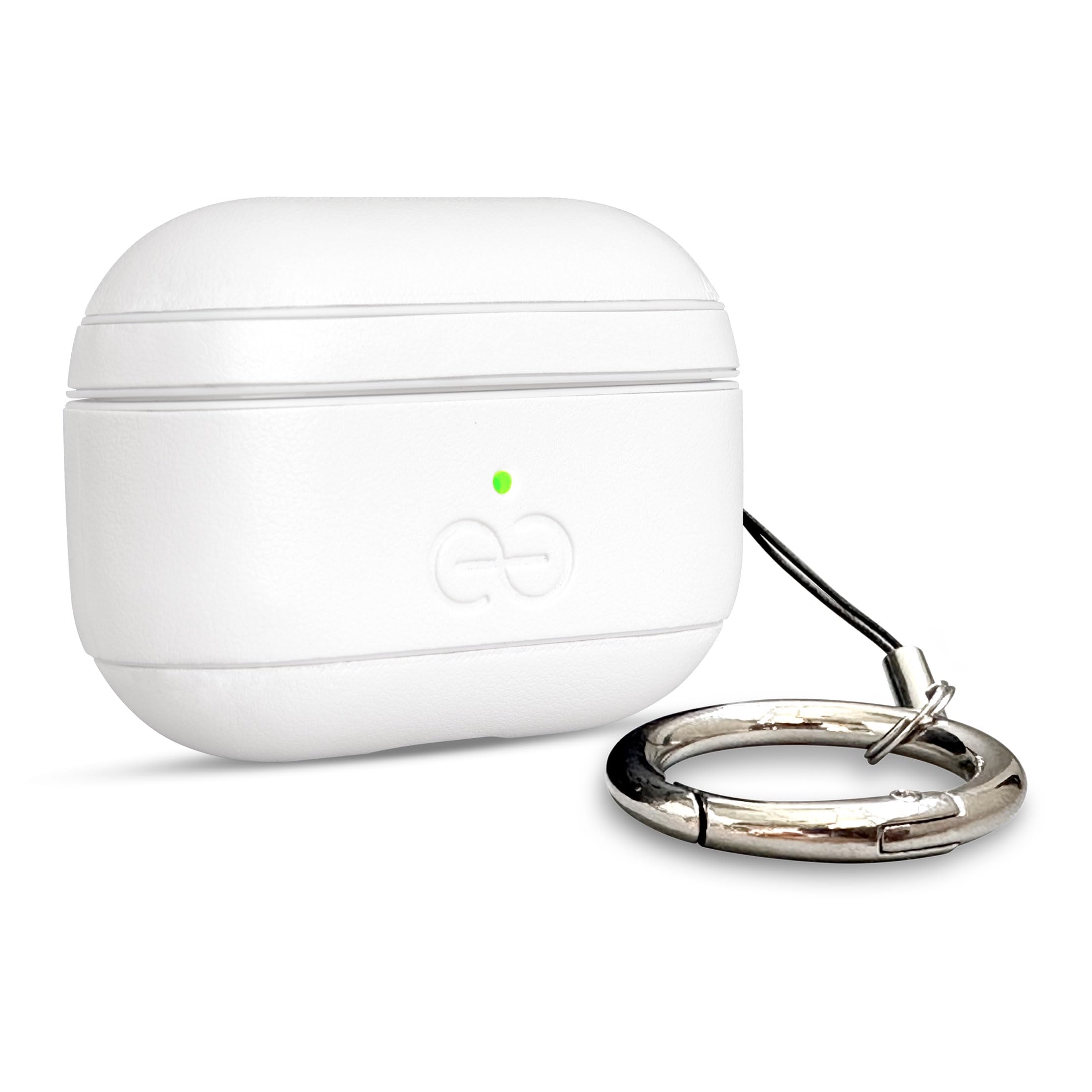 Dreem Om Case Cover with Keychain Clip Compatible with AirPods Pro 2/Pro, Protective One-Piece Hard Shell, Luxury Vegan Leather AirPod Pro Case 2nd/1st Generation with Separate Clip [White] — image 1