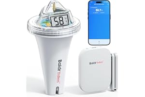 BaldrTherm Wireless Pool Thermometer with 360° LCD Display, Remote Monitoring via App, IPX7 Waterproof, Floating Temperature Sensor for Pool, Hot Tub, Spa & Aquarium