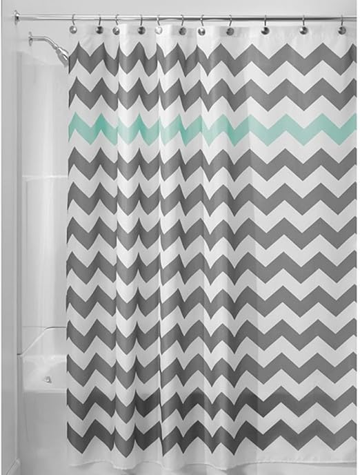 Amazon Com Grey Fabric Shower Curtain Chevron Striped Bathroom
