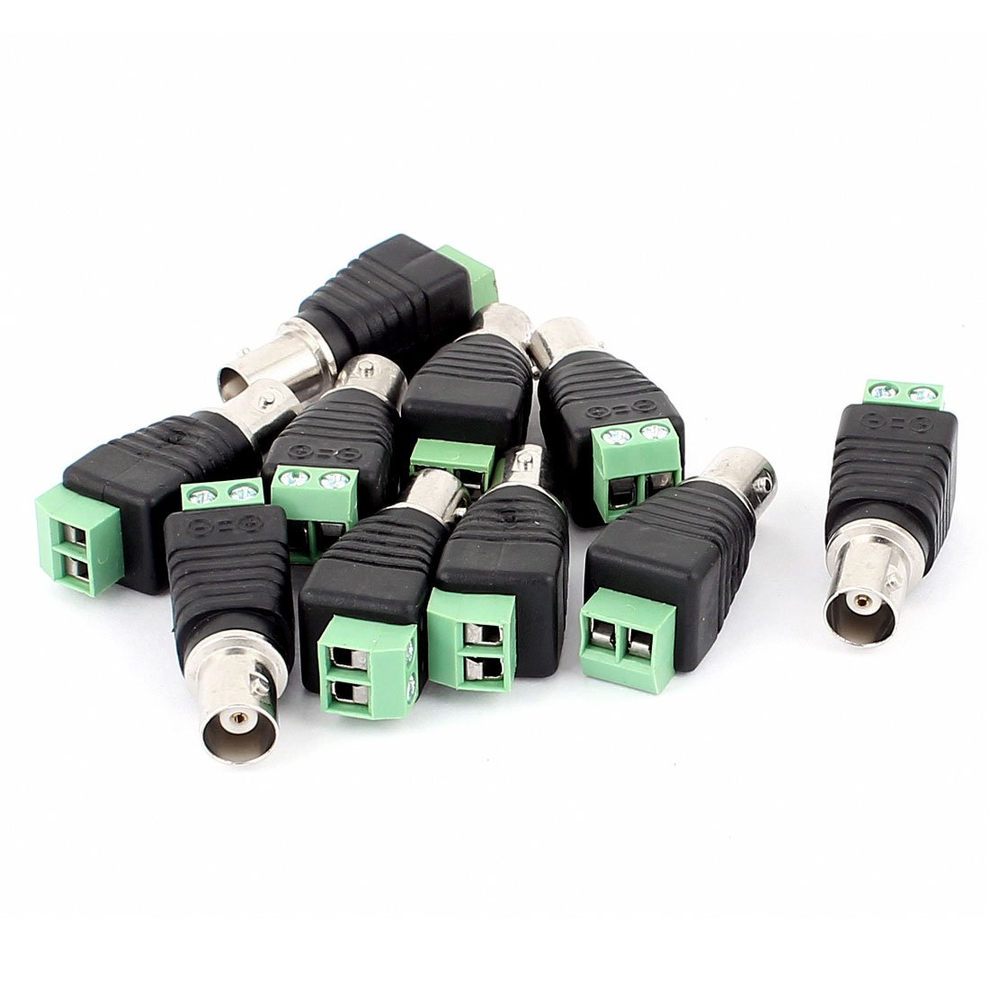 sourcing map 10 Pcs Screw Terminal Coaxial Cat5 to BNC Female Jack Video Balun Connector