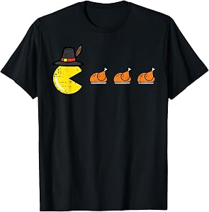 Thanksgiving Video Game Eating Turkey Gamer Men Women Kids T-Shirt