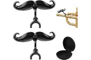 SAYCKER 2Pcs Clip-On Mustache for Trumpets,Clip-On Mustache for Small Shank Trombone,with Protective Case,Easy Mouthpiece Add-On for Fun Shows,Funny Trombone Accessory