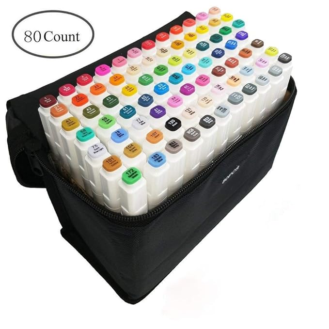 80 Farbige Stift Fettige Mark Farben Marker Set,Twin Tip Textmarker Graffiti Pens für Studenten Manga Kunstler Sketch Marker 
