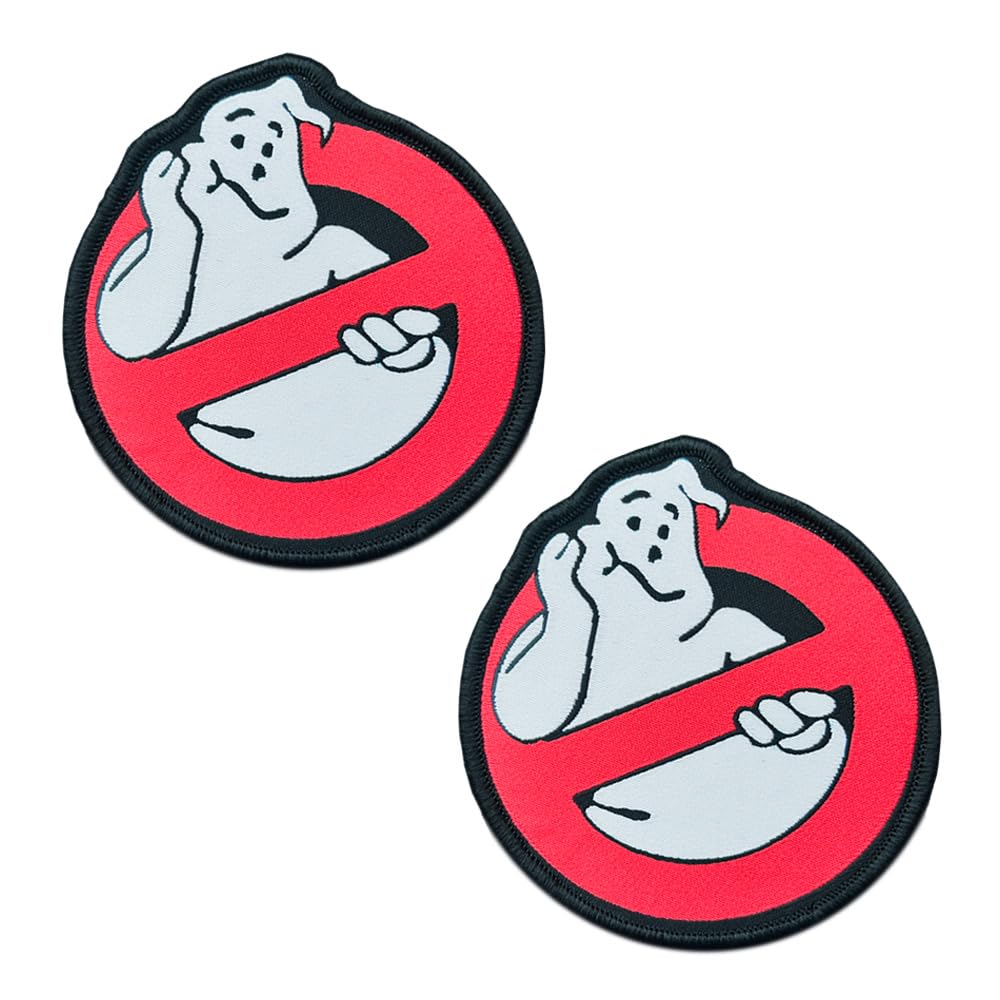 2 Pcs Compatible with Ghostbusters Embroidered Hook and Loop Funny Patches Kill Ghost Team Uniform Logo Symbol Applique Emblem for Costume Cosplay Uniform Clothes Kids Men Holiday Decor
