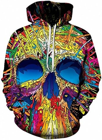 Unisex 3D Digital Printed Hoodies Pullover Hooded Sweatshirts Colorful Skull WoMetal band Hip Hop Rock 6XL LMS35 XXL
