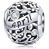 Lorrifal April 925 Sterling Silver Original Birthstone Charms fit Pandora Bracelets Necklace Perfect Jewelry Birthday Loved Beads Gift for Women Girls Mom Daughter