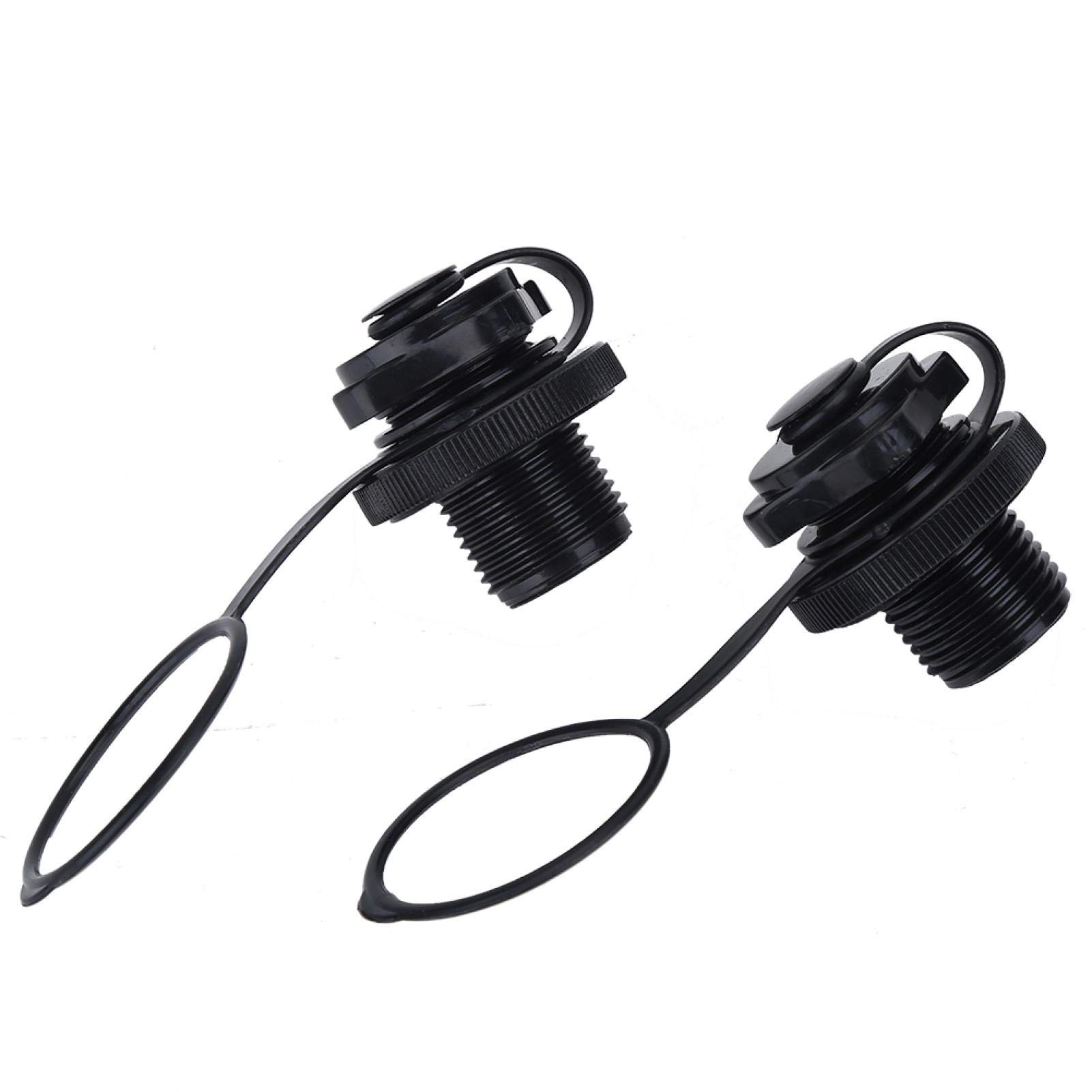 Keenso Inflatable Boat Valve, 2 Pcs Black Rapid Inflation Leakage Replacement Screw Air Valve for Inflatable Rubber Dinghy Raft Pool Boatboat tube