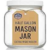 kitchentoolz Half Gallon Mason Jar - Wide Mouth 1/2 Gallon Glass Jar with Lid - Airtight Glass Storage Containers with Lid Fermenting, Canning, and Dry Storage