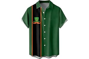 ZHUER Men's Vintage Bowling Shirts Short Sleeve Button Down 1950s Retro Rockabilly Style Hawaiian Shirts Summer Beach Tops