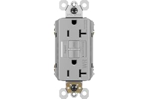 PASS & SEYMOUR Legrand radiant 2097TRWRGRY 20 Amp Outdoor GFCI Self Test Tamper Resistant Weather Resistant Decorator Duplex Outlet, Gray (1 Count)