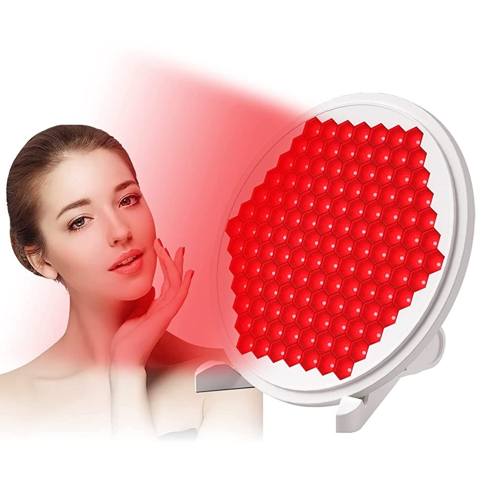 Hoakya Red Light Panel for Face and Body, Portable in-fra-red Light The-Rapy with Stand and Glasses, 660nm R-ed Lamp The-Rapy Device for Full Body Relief, 127 LEDs, Gift for Lover