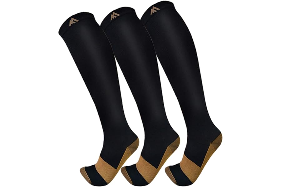 FuelMeFoot 3 Pack Copper Compression Socks - Compression Socks Women & Men Circulation - Best for Medical,Running,Athletic