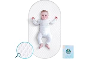 VaVaSoo Breathable Bassinet Mattress Protector, 32''x20''- Fit for Most Mainstream Bassinet Mattress - Rectangle, Hourglass, Ultra Soft Bassinet Mattress Cover, Elastic & Easy Care, 2 Pack, White