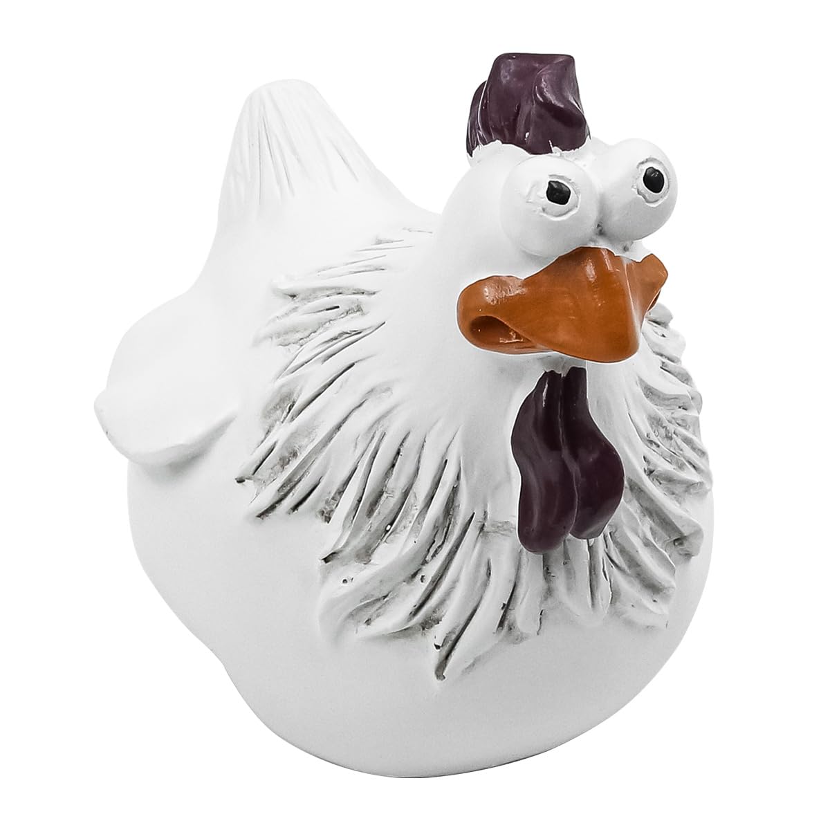 Ieron Funny Face Chicken Fence Ornament, 14CM Resin Chicken Figurine Statue, Rooster Farm Yard Sculptures Decor, Garden Ornaments for Backyard Patio, Outdoor Decoration