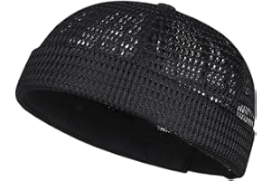 Men's Mesh Brimless Docker Caps Unisex Adjustable Beanie Cap Rolled Cuff Retro Hat Summer Worker Sailor Hat Skullcap