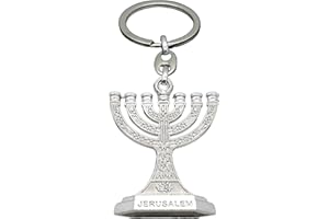 LIANXUE Traditional Menorah 7 Branch Jewish Candle Holder Keychain 12 Tribes Of Israel Jerusalem Temple Candlestick For Backpack 7 Branch Candle Holder