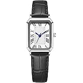 LOREO Vintage Watch for Women's Watches Small Rectangle Dial Soft Leather Strap, Classic Vintage Style Quartz Wristwatch
