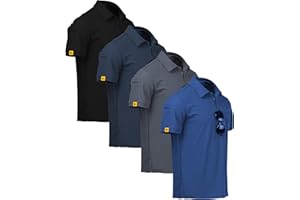 V VALANCH Polo Shirts for Men 4 Pack Short Sleeve Cool Dri Collared Tennis Golf Shirts