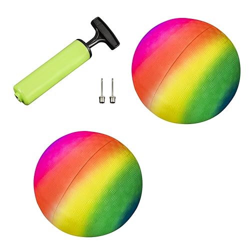 NewBounce Playground Balls for Kids Set of 2 Rainbow Colored Rubber