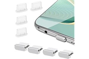 Jeffdad 8 Pack USB C Dust Plug, Anti Dust Plugs 4 Pcs Aluminium and 4 Pcs Silicone Type-C Dust Covers, with Mini Storage Box, Compatible with Most Type-C Phones(White and Silver)
