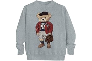 BEAUDRM Boy's Cute Bear Sweater Crew Neck Long Sleeve Pullovers Knit Top Streetwear