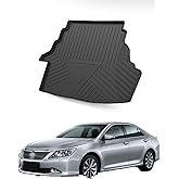 Elsetyler Custom Fit for Cargo Liner Toyota Camry 2007-2011 - Black TPE All Weather Heavy Duty Waterproof Rear Cargo Tray Trunk Floor Mat Protector