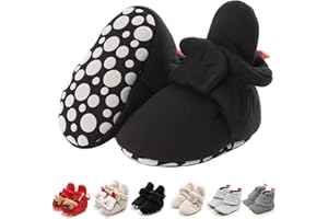 GDSDYM Baby Booties Cozy Fleece Slippers Soft Baby Shoes With Gripper Soles, Winter Warm Infant Newborn Crib Sock Shoes First Walkers