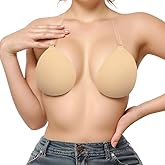 Invisible Adhesive Push-Up Bra Sticky Strapless Bra with Clear Halter Neck Strap for Backless Dresses/Tops
