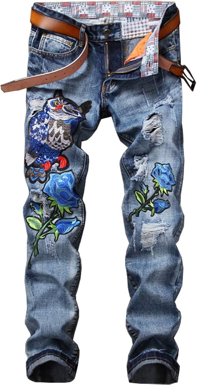 biker jeans with roses