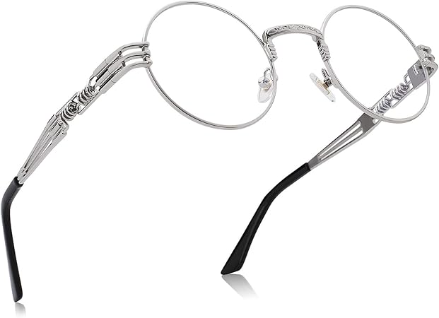 Amazon Com Direban Blue Light Blocking Steampunk Glasses Round Retro Style Quavo Computer Eyewear Anti Eyestrain Silver Blue Light Glasses Computers Accessories