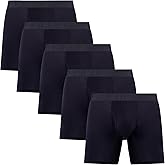 Men's Stretch Viscose Underwear Mid-waist Long Boxer Briefs Men Sports Boxers Black 5 Pack