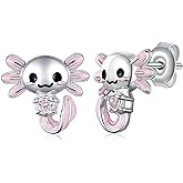 Axolotl Stud Earrings 925 Sterling Silver Axolotl Stud Cute Animal Jewelry Gift for Women Girl Daughter