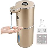 Automatic Soap Dispenser, Touchless Liquid Soap Dispensers, USB Rechargeable, 6-Level Adjustable Volume Control, 12.8oz/380ml, Wall Mount for Kitchen, Bathroom, Free Stickers (Champagne Gold)