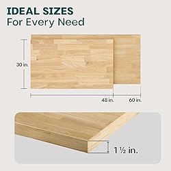 Bme Hevea Solid Wood Butcher Block Table Top, Desk