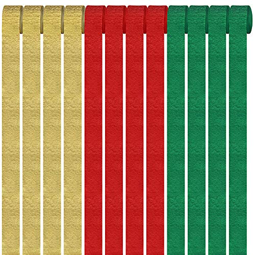 image for Supla 12 Rolls 324 Yards 3 Colors Christmas Party Streamers Photo Boot