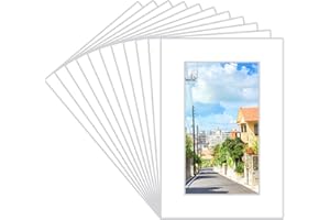 Prudiut 15 Pack 4x6 White Picture Mats, Frame Mattes for 3x5 Pictures Display Photo Frame Mat Core Bevel Cut Mat Board Show Kit for Photos, Prints, Artworks