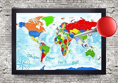 The Explorer 3 World Map - Large Framed Map - Push Pin Map