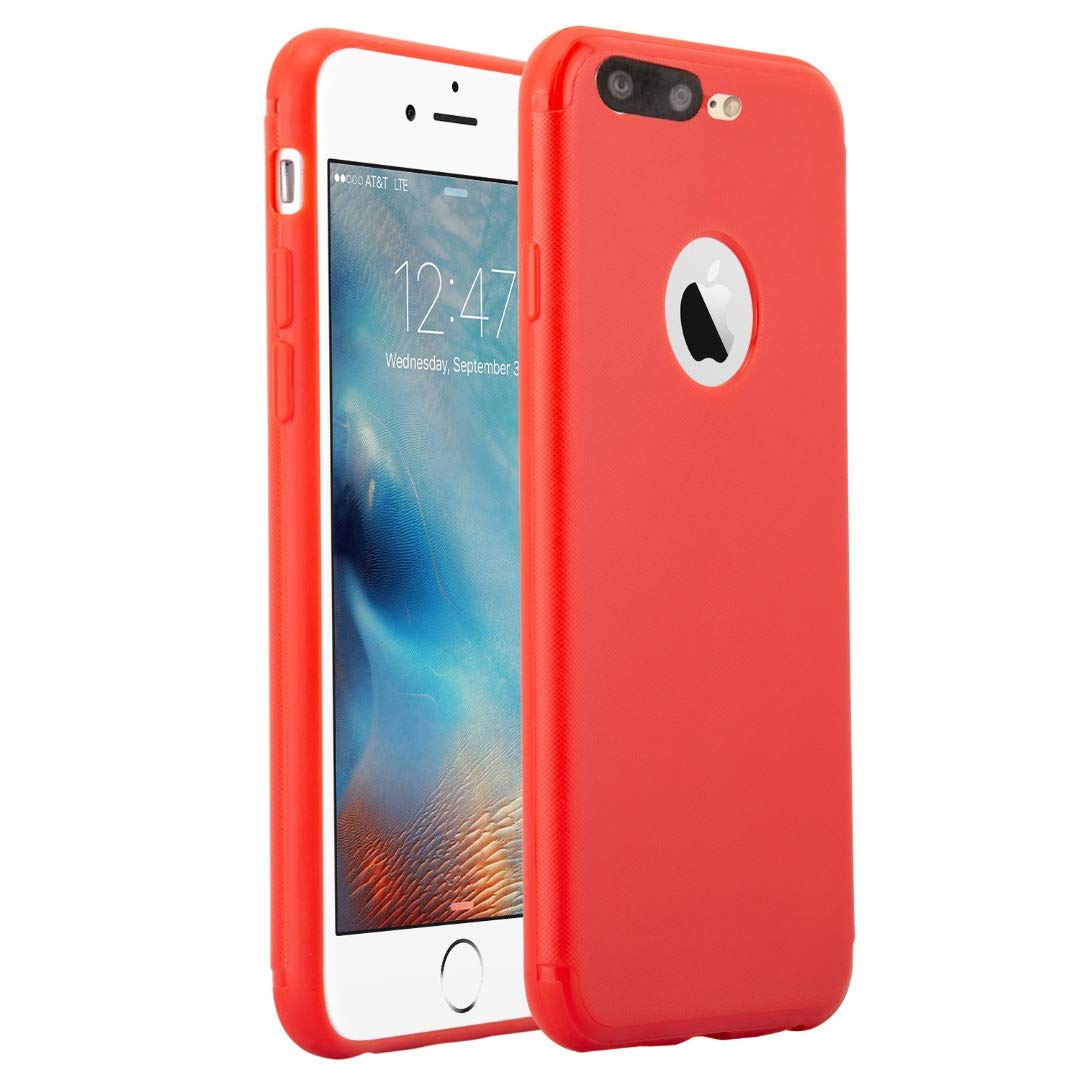 iPhone 7 Plus Case Rubber Ultra Thin Slim Shockproof Soft Cover Lightweight Rubber Case Apple iPhone 7 Plus - Red
